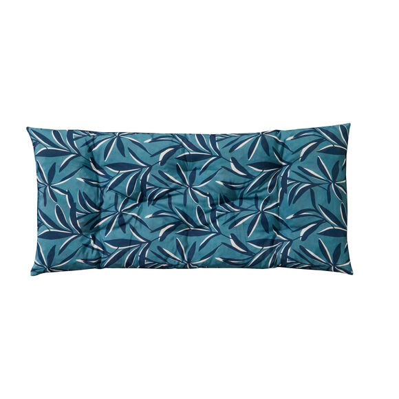 Long coussin de sol imprimé feuillage (bleu grisé) Long coussin de sol imprimé feuillage (bleu grisé)